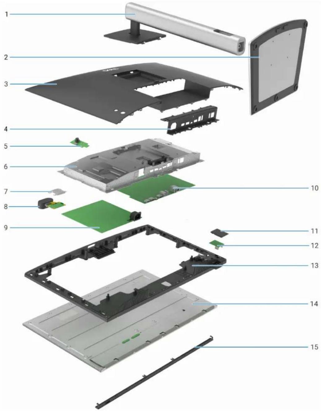 DELL P3426WEV - Principaux composants du moniteur P2426HEV/P2726DEV/P3426WEV - 1