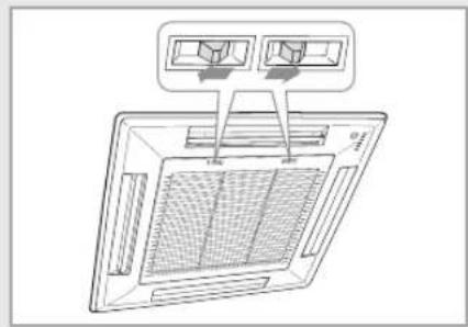 Dessin technique d'un appareil avec deux écrans montés sur le dessus et une base à motif de grille (sans texte ni symboles)