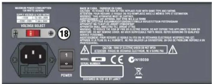 MAXIMUM POWER CONSUMPTION 120 WATTS 30/900 SUPPORT COULURE & CUB RATING -15W 12.5W 14W -20W 20W 11W 15W VOLTAGE SELECT 18 POWER 1 O Made in CHINA. FARQUE EN CHINE. CAUTION: TO REMOVE THE RISK OF FIRE REPLACE PLUG WITH SAME TYPE AND RATE. ATTENTION: YOUR REQUISE LE RISQUE DU ET FREMPLIATE AND CLE NEMES TYPE ET ESTIMATION. WARNING: THIS APPRAVEMENT MUST BE CABBIE. APPRAVEMENT: CAT APPRAVIL, DOG TIRE MIL A LA THERE. LIFE ELECTRATOR: VOUTRUNAIDUSSTOCKS, MELLA VIRUSTITULIN PISTORABIAN APPROVATE: NA FLUORE, ES JOURET STRIKONTANT APPROVATE OR SHALL ANSLUTS TILL, ROURT UNTIR. WARNING: TO REMOVE THE RISK OF FIRE OR ELECTRIC SHOCK, DO NOT EXPOSE THIS APPLIANCE TO RAW OR MOISTURE DO NOT REMOVE COVER, NO USER SERVICABLE PARTS INSIDE REFER SERVICING TO QUALIFIED SERVICE PERSONNEL AVOCATION: NO BUT REDURE LE RISQUE DU PUE DU DE OCCHARGE ELECTRIQUE WXPRESS PAS CET APPROVATE: A LA PLUG OU A LUMITE, ME PAS GLAVIER LA COUVERTURE IN CAS DE PROBLEME REFERENCE A UN PROFESSIONAL. CAUTION - RISK OF ELECTRIC SHOCK DO NOT OPEN ATTENTION - RISQUE DE OCCHARGE ELECTRIQUE ME S OUVRE PAS MODEL: ANGO SERIAL NUMBER N15039 DESIGNED IN THE UK BY LARRY
