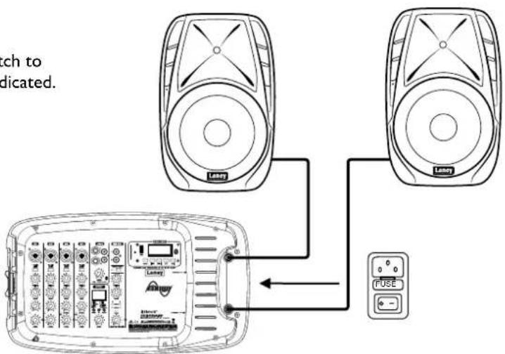 Laney AH2500D - ACCESS TO THE MIXER AND ACCESSORY BOX: POWER AND SPEAKER CONNECTIONS: - 3