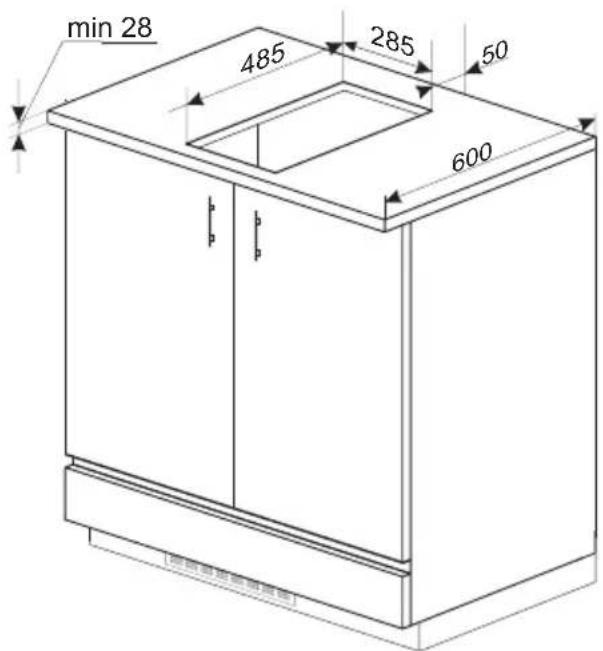 Häfele CIT12X3a - Préparation du plateau de meuble pour l'aménagement de la plaque. - 2