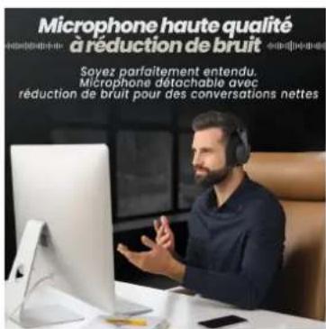 Microphone haute qualité à réduction de bruit Soyez parfaitement entendu. Microphone détachable avec réduction de bruit pour des conversations nettes