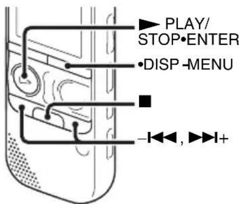 PLAY/ STOP•ENTER •DISP-MENU -◀◀,▶◀+