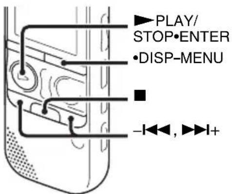 PLAY/ STOP·ENTER ·DISP-MENU -←←, ►I+