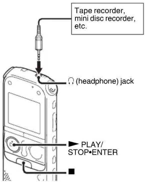 Tape recorder, mini disc recorder, etc. (headphone) jack PLAY/ STOP•ENTER