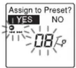 Assign to Preset? YES NO 08