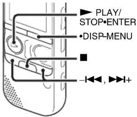 PLAY/ STOP·ENTER ·DISP-MENU -←←, ►►+