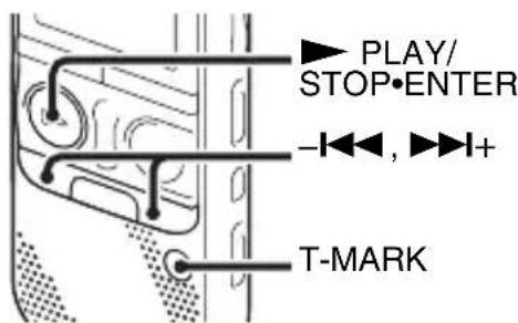PLAY/ STOP·ENTER -←←→, ►►I+ T-MARK