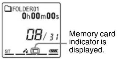 FOLDER01 0h 00m 00s 08/31 ST Memory card indicator is displayed.