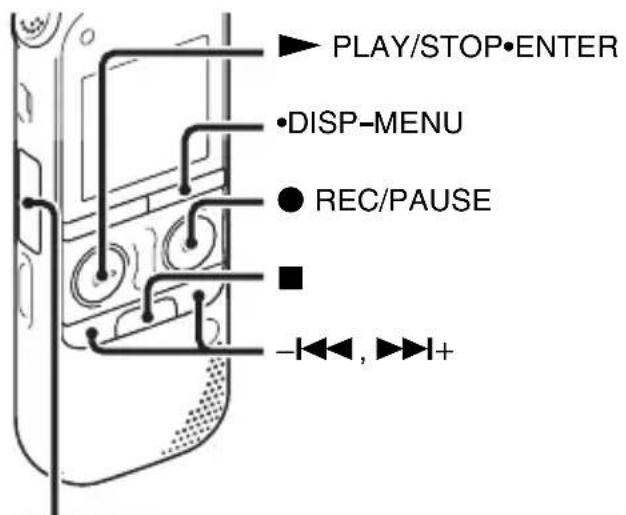 PLAY/STOP•ENTER •DISP-MENU •REC/PAUSE -◀◀, ▶▶▶I+