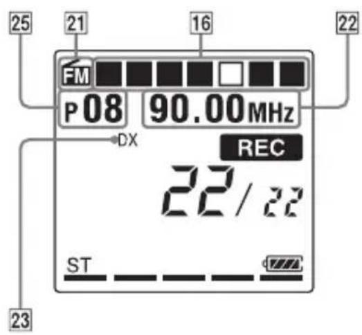 25 21 16 22 FM P 08 90.00 MHz DX REC 22/22 ST 23