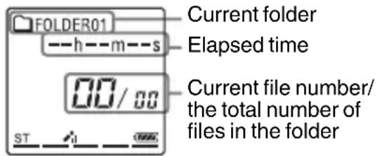 FOLDER01 --h--m--s 00/30 ST Current folder Elapsed time Current file number/ the total number of files in the folder