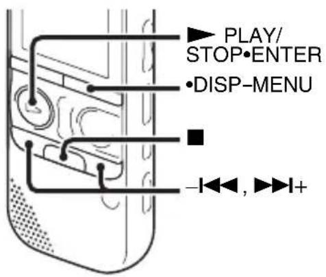 PLAY/ STOP•ENTER •DISP-MENU -◀◀, ▶▶▶+