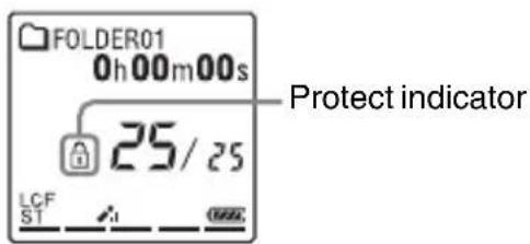 FOLDER01 0h00m00s 25/25 Protect indicator LCF ST