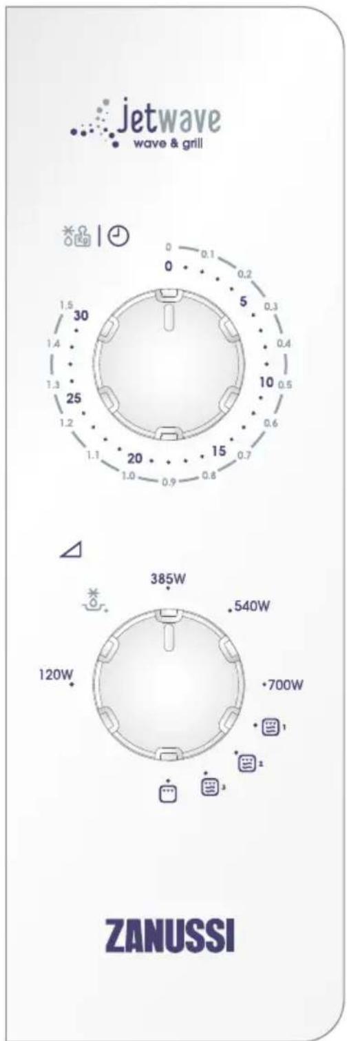 jetwave wave & grill 30 1.5 1.4 1.3 25 1.2 1.1 20 1.0 0.9 15 0.8 0.7 0.6 0.5 0.4 0.3 0.2 0 0.1 0 385W 385W 540W 120W 700W 1 ZANUSSI