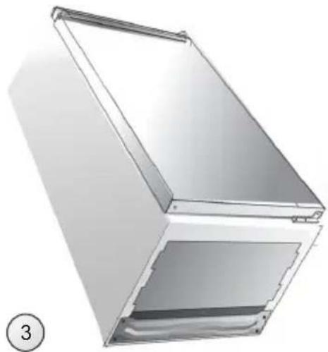 3D rendering of a rectangular electronic device with internal compartments and mounting brackets (no text or symbols visible)