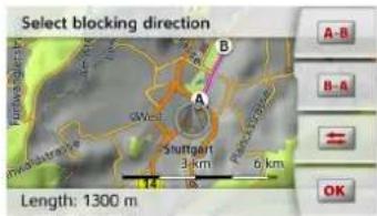 Select blocking direction A-B B-A ← OK Length: 1300 m 14 km 6 km A B Stuttgart 50km