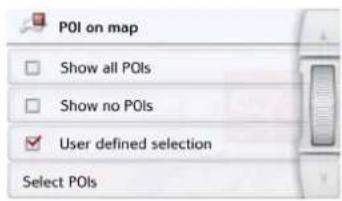 POI on map Show all POIs Show no POIs User defined selection Select POIs