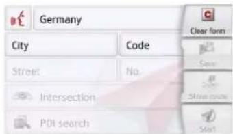 Germany City Code Street No. Intersection POI search Clear form Save Show mode Start