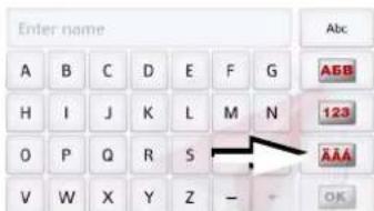 Enter name A B C D E F G AEB H I J K L M N 123 O P Q R S AAA V W X Y Z - + OK
