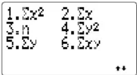 1.Σx² 2.Σx 3:n 4.Σy² 5.Σy 6.Σxy ++