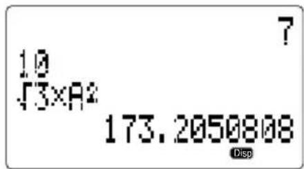 1.0 √3×A² 7 173.2050808 Disp
