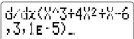d/dx(X^3+4X^2+X^-6 ,3,1E-5)_