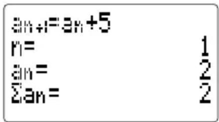 an+1=an+5 n= an= Σan= 1/2 2/2