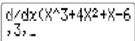 d/dx(X^3+4X^2+X-6,3,-)