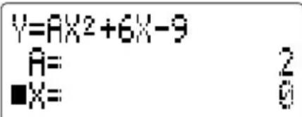 Y=AX²+6X-9 A= ■X= 2 0