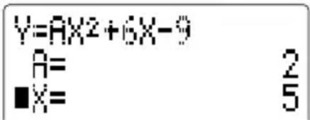 Y=AX²+6X-9 A= ■X= 2 5