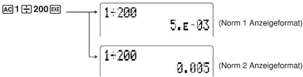AC 1 ÷ 200 EXE 1÷200 5.e -03 (Norm 1 Anzeigeformat) 1÷200 8.005 (Norm 2 Anzeigeformat)
