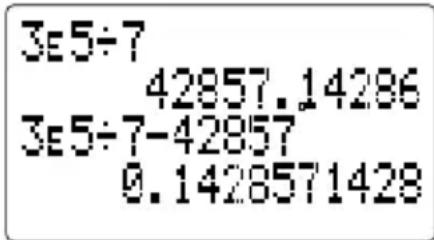 3e5÷7 42857.14286 3e5÷7-42857 9.1428571428