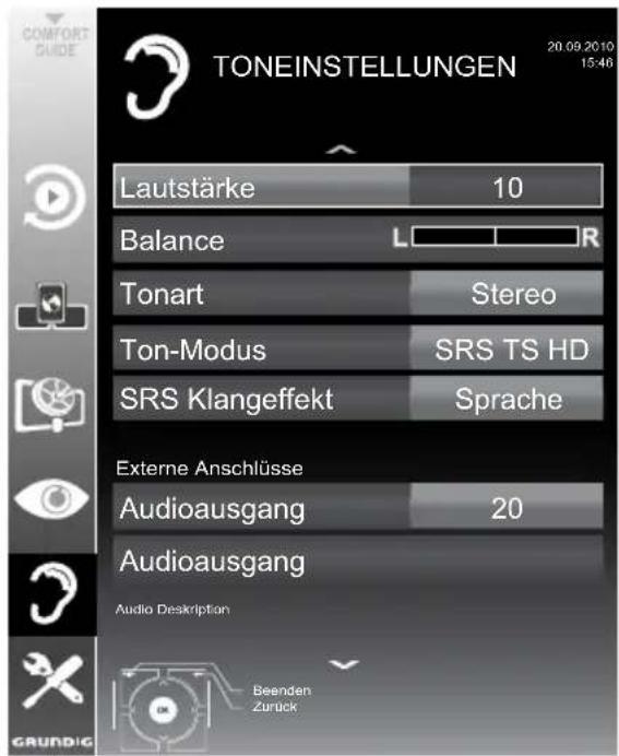 GRUNDIG Fine Arts 32 FLE 9130 SL - Toneinstellungen - 1