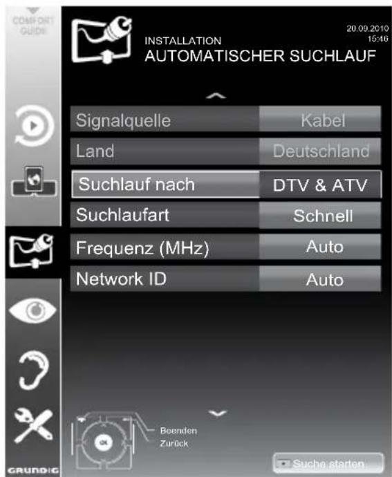 GRUNDIG Fine Arts 32 FLE 9130 SL - Digitalen Fernseh-Programme vom Kabelbetreiber automatisch suchen - 1