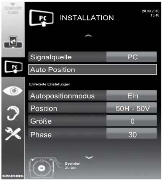 GRUNDIG Fine Arts 32 FLE 9130 SL - Einstellungen zum PC-Betrieb - 1