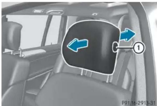 Mercedes-Benz GL (2014) - Adjusting the fore/aft position of the head restraint - 1