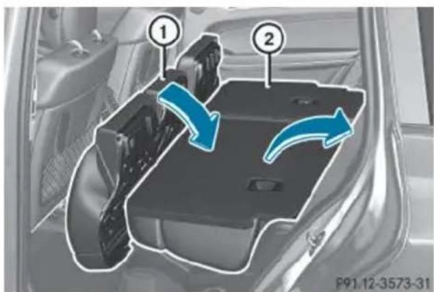 Mercedes-Benz GL (2014) - Folding the rear bench seat forwards - 4