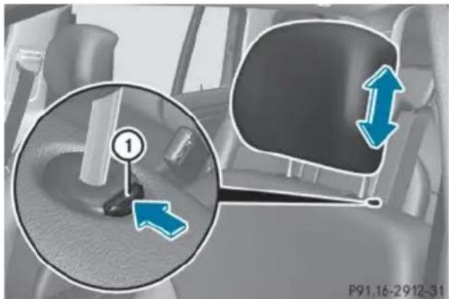 Mercedes-Benz GL (2014) - Adjusting the head restraint height - 1