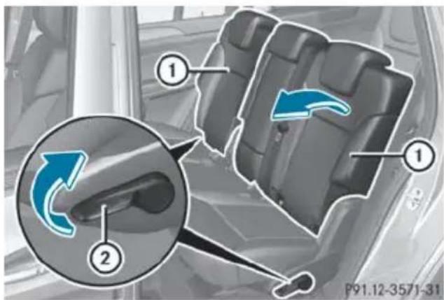 Mercedes-Benz GL (2014) - Adjusting the backrest angle (second row of seats) - 1