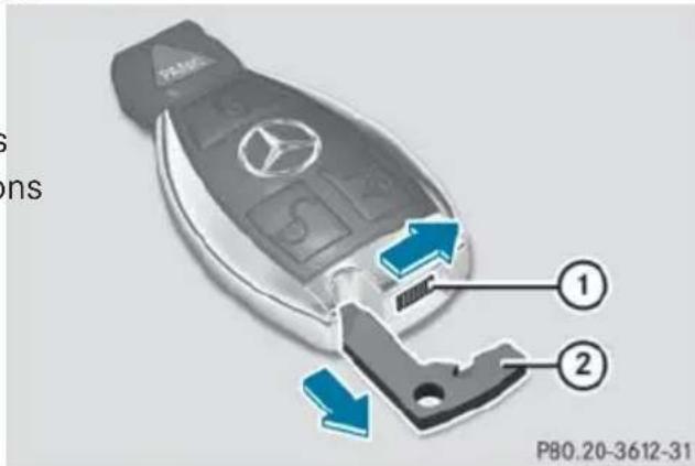 Mercedes-Benz GL (2014) - Removing the mechanical key - 1