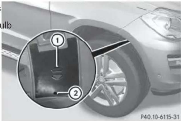 Mercedes-Benz GL (2014) - Removing and installing the cover in front wheel housing - 1