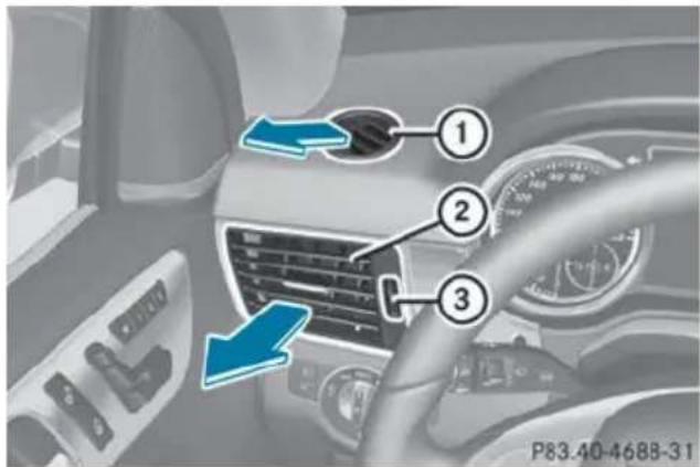 Mercedes-Benz GL (2014) - Setting the side air vents - 1