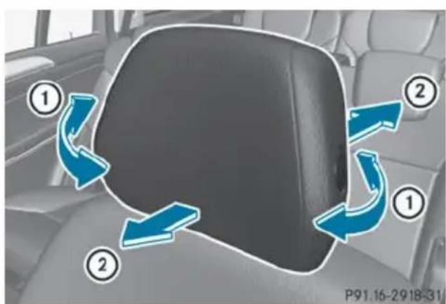 Mercedes-Benz GL (2014) - Adjusting the luxury head restraints - 1