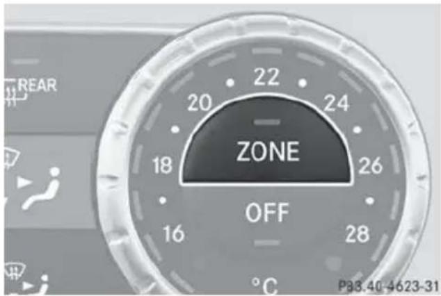 Mercedes-Benz GL (2014) - Switching the ZONE function on/off - 1