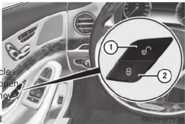 Mercedes-Benz S-Class - Centrally locking and unlocking the vehicle from the inside - 1