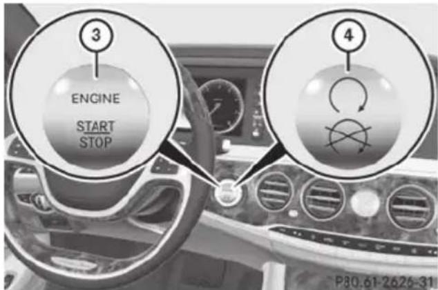 Mercedes-Benz S-Class - SmartKey positions with the Start/Stop button - 2