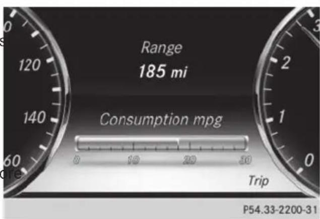 Mercedes-Benz S-Class - Displaying the range and current fuel consumption - 1