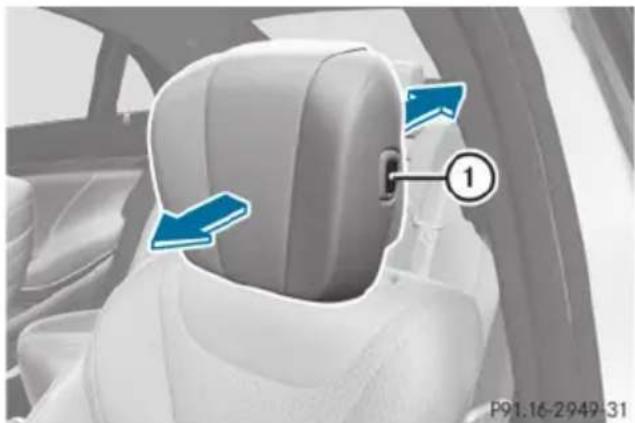 Mercedes-Benz S-Class - Adjusting the standard head restraint mechanically - 1