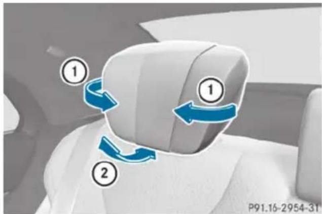 Mercedes-Benz S-Class - the Adjusting the luxury head restraint in the rear compartment mechanically - 1